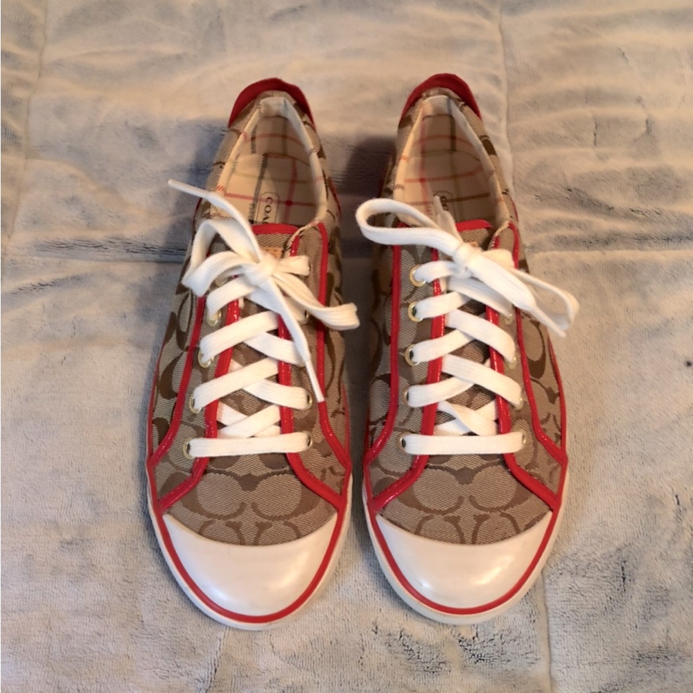 Coach Jacquard Red Accent Sneakers Size 9